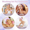 Picture of Araluky Puffy Terry Cloth Headbands & Wristbands - Sponge Makeup Removal Set for Skincare Routine and Shower