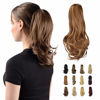Picture of SOFEIYAN 13" Ponytail Extension Long Curly Ponytail Clip in Claw Hair Extension Natural Looking Synthetic Hairpiece for Women, Light Auburn