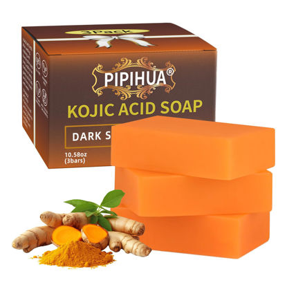 Picture of PIPIHUA Kojic Acid Soap - Turmeric Soap with Turmeric & Lemon & Collagen & Hyaluronic Acid & Glutathione