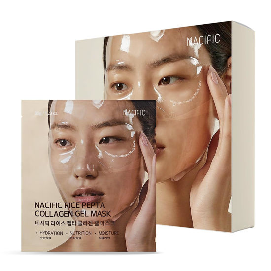 Picture of NACIFIC Collagen Gel Facial Mask (Rice Peptide) 4EA Set Hydrogel Deep Korean Face Mask Hydrating Overnight Elasticity Firming Pore Minimizing for All skin types