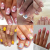 Picture of 6 Packs (144 Pcs) Press on Nails Square, Flower Press on Nails Short, French Tip Press on Nails Medium, Flower False Nails, Glue on Nails, Gel Fake Nails for Women, Stick on Nails 12 Sizes-6 Styles