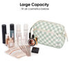 Picture of Narwey Checkered Makeup Bag Women Wide-open Make up Bag Travel Cosmetic Bag Organizer Toiletry Bag for Cosmetics Toiletries Accessories (Mint Green Checkerboard)