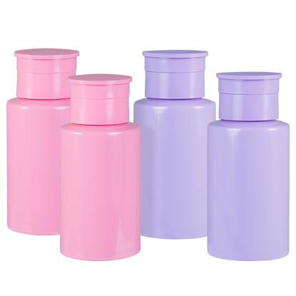 Picture of Push Down Pump Dispenser Bottles: Refillable Liquid Containers for Alcohol, Nail Polish Makeup Remover, Salon, Hospital, Travel Use