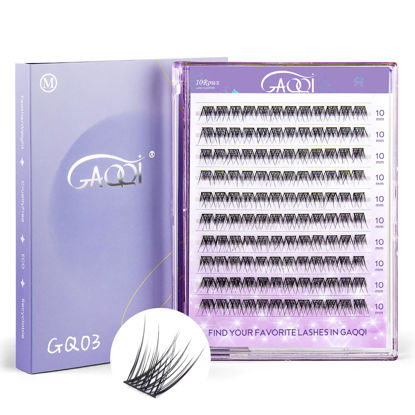Picture of GAQQI Lash Clusters, Eyelash Clusters 120PCS D Curl Individual Lashes, Wispy Cluster Eyelash Extension 10mm Only, Natural Looking Cluster Lashes （GQ03, D Curl, 10mm)