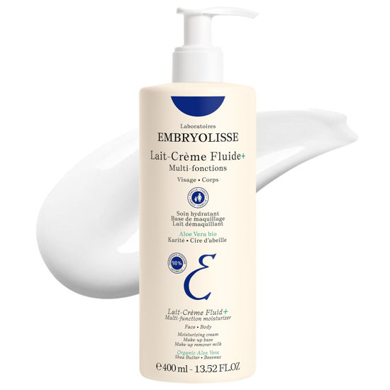 Picture of Embryolisse Lait Creme Fluid+ Face & Body Cream. Natural Lightweight Moisturizer for All Skin Types. Hydrating Lotion with Shea Butter & Aloe Vera, 13.52 Fl Oz