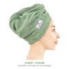 Picture of American Soft Linen 100% Cotton Hair Towels for Women, Head Towel Cap, Cotton Hair Turban Towel Wrap for Long Curly Anti Frizz Hair, Soft and Absorbent Cotton Hair Towels 2 Pack, Sage Green