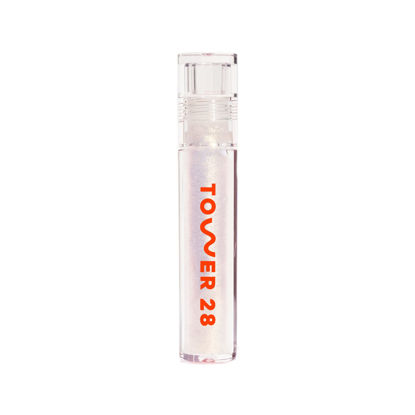 Picture of Tower 28 ShineOn Lip Jelly, MAGIC, Non-Sticky, Hydrating Vegan Lip Gloss in Clear with Gold Shimmer, Moisturizing Apricot and Raspberry Seed Oil, Clean, Cruelty Free