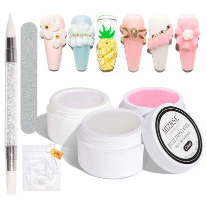 Picture of MIZHSE Solid Builder Gel for nails, 3 Colors Sculpting Nail Extension Gel for Nails, Clear White Pink Non-Sticky Hand Building Gel Carving Gel Modeling 3D Gel Nail Art Manicure Salon Home DIY Gift