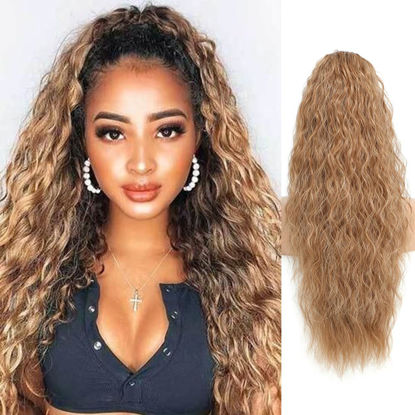 Picture of KETHBE 26 Inch Drawstring Ponytail Hair Extension Long Curly Wavy Hair Extensions Fake Ponytail Synthetic Heat Resistant Hair Pieces for Women (26Inch,27#)