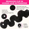Picture of Lashey Seamless Clip in Hair Extensions Remy Human Hair Extensions, 110g 7pcs Body Wave Natural Black Clip in Hair Extensions 100% Real Soft Human Hair Natural Black Human Hair Extensions 14 Inch