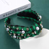 Picture of YAHPERN Christmas Headband for Women Jeweled Xmas Bow Tree Snowflake Knotted Headband Holiday Christmas Hair Accessories (Green Plaid)