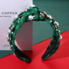 Picture of YAHPERN Christmas Headband for Women Jeweled Xmas Bow Tree Snowflake Knotted Headband Holiday Christmas Hair Accessories (Green Plaid)