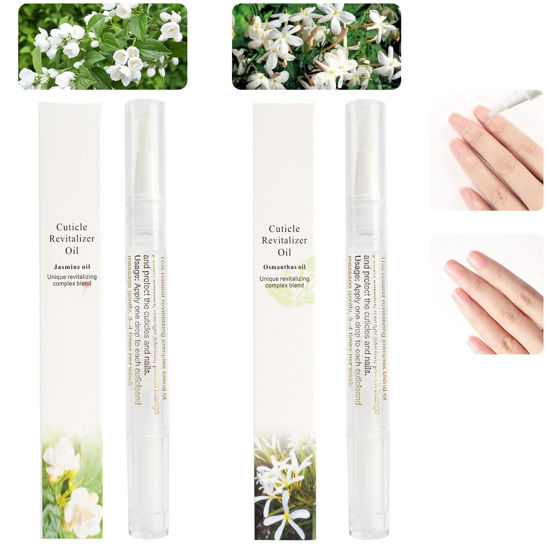 Picture of Meschett 2PCS Cuticle Oil Pens for Nail Care,Cuticle Revitalizer Oil Pen with Soft Brush,Cuticle Oil to Prevent Nail Cracking and Dry (Osmanthus flowers & Jasmine Flavor)