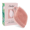 Picture of Sndyi Silicone Body Scrubber, Gentle Exfoliating Body Scrubber for Sensitive Skin, Leaf Shaped Shower Scrubber for Body with Lathering Bristles, Silicone Loofah Body Brush for Showering, Pink