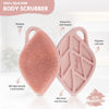 Picture of Sndyi Silicone Body Scrubber, Gentle Exfoliating Body Scrubber for Sensitive Skin, Leaf Shaped Shower Scrubber for Body with Lathering Bristles, Silicone Loofah Body Brush for Showering, Pink