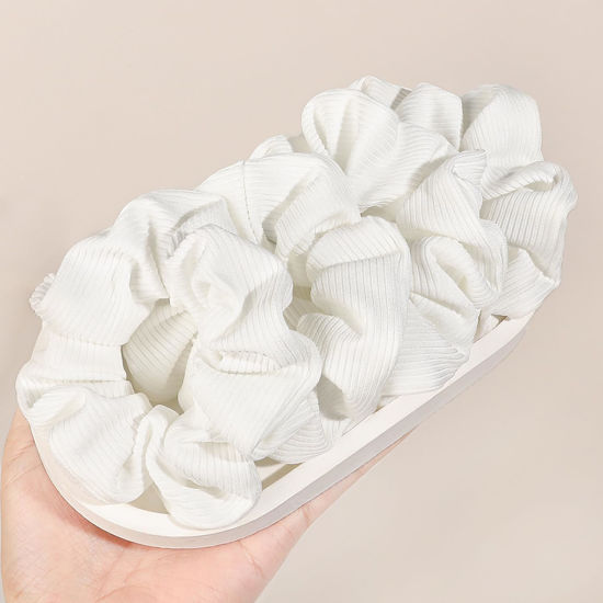 Picture of Hair Scrunchies for Women - Hair Ties No Damage Both for Thick Hair or Thin Hair Curl Hair No Crease White Scrunchies Ponytail Holder No Hurt Your Hair
