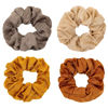 Picture of Silk Satin Scrunchies Women Hair Ties - Ivyu Big Scrunchy Ponytail Holder No Crease Hair Bands Soft Elastic No Hurt Your Hair for Vsco Girl Women Beige Gray Dard Yellow Light Yellow