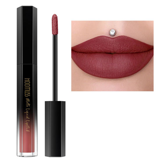 Picture of HOOMUSS Dark Lipstick Long Lasting Matte Liquid Lipsticks for Women Non Transfer Smudgeproof Smooth and Easy to Appy Cruelty Free Lip Color, M49 Chestnut
