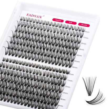 Picture of Lash Clusters Individual Lashes 280Pcs DIY Eyelash Extension 30D+40D D Curl Mixed 9-16mm Cluster Lashes Natural Wispy Reusable Mink Lash Cluster at Home by FADVAN(30D+40D-0.07D, 9-16mm)