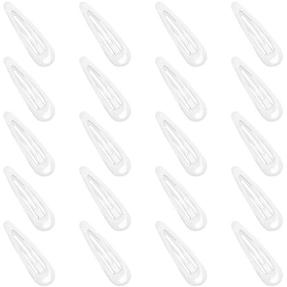 Picture of GKETN Snap Hair Clips for Women and Girls Water Drop Non Slip Hair Barrettes Heavy Coated Metal White Hair Clips Accessory 20 PCS 1.89"