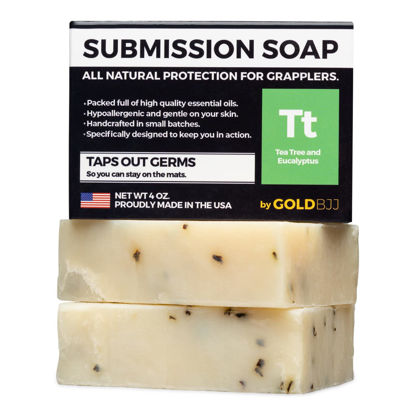 Picture of Premium Tea Tree Oil Soap - USA Made Bar Soap for BJJ, Jiu Jitsu, Wrestling, and Grappling (2-Pack of 4 Ounce Soap Bars, Classic Tea Tree)
