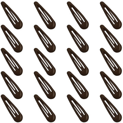 Picture of GKETN Snap Hair Clips for Women and Girls Water Drop Non Slip Hair Barrettes Heavy Coated Metal Brown Hair Clips Accessory 20 PCS 1.89"