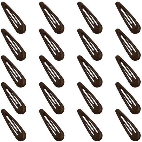 Picture of GKETN Snap Hair Clips for Women and Girls Water Drop Non Slip Hair Barrettes Heavy Coated Metal Brown Hair Clips Accessory 20 PCS 1.89"