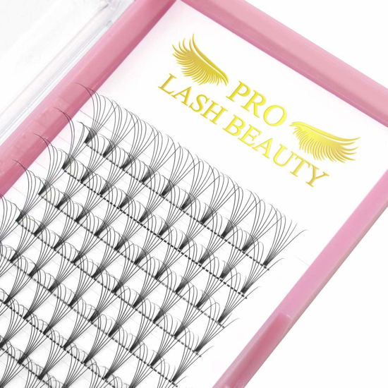 Picture of Premade Fans Eyelash Extensions 6D-C-0.10-13 Short Stem Premade Volume Eyelash Extensions .07 .10 C D Curl Pre made Lash Fans 9 to 20 mm Volume Lash Extensions (6D-C-0.10,13mm)