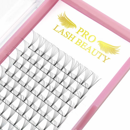Picture of Premade Fans Eyelash Extensions 7D-D-0.10-14 Short Stem .07 .10 Premade Volume Eyelash Extensions 3D 5D 7D Volume Lash Extensions 9 to 20 mm Pre made Lash Fans C D Curl (7D-D-0.10,14mm)