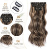 Picture of Vigorous Clip in Hair Extensions 20 Inch Brown mix Blonde Long Hair Extensions Clip Ins 4PCS Soft Synthetic Hairpieces for Women