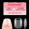 Picture of 600Pcs Extra Short XXS Square Gel Nail Tips,SINOKAME Small Petite Pre-etched Full Cover Fake Nails for Short Regular Nail Beds, Extra Short Squoval Clear Press on Glue on Acrylic Nails Extension