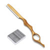 Picture of Hair Razors For Cutting Hair 6.89", Professional Hair Styling Razor with Replacement Stainless Steel Blades for Salon/Home -11PCS Gold