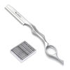 Picture of Hair Cutting Razor, Hair Razors For Cutting Hair Professional Styling Razor with Replacement Stainless Steel Blades for Salon/Home -11PCS Silver