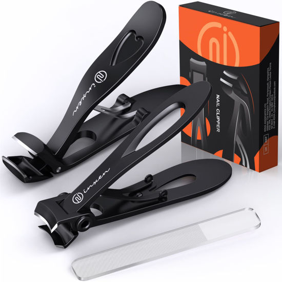 Picture of Toenail Clippers for Thick Nails for Seniors| INXEN 3-Pack Ergonomic Heavy Duty Angled Head Nail Clippers with Catcher | Premium Steel Wide Opening Fingernail Clippers Nail Cutter for Men & Women