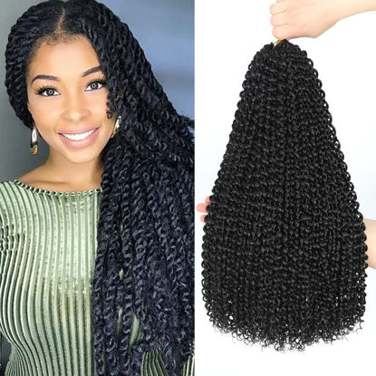 Picture of Dansama 7 Packs Passion Twist Hair Water Wave Braiding Hair for Butterfly Style Crochet Braids Bohemian Hair Extensions (18inch (Pack of 7), #1B)