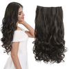 Picture of REECHO 20" 1-Pack 3/4 Full Head Curly Wave Clips in on Synthetic Hair Extensions HE008 Hairpieces for Women 5 Clips 4.5 Oz per Piece - Black brown