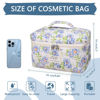Picture of Large Makeup Bag, Cute Cosmetic Bag for Women Girls, Floral Coquette Aesthetic Toiletry Bag, Travel Make Up Organizer Bag (light blue)