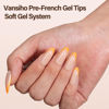 Picture of 150Pcs French Gel Nail Tips Almond, Vansiho French Tip Press on Nails, Medium Almond Nail Tips, Pre-French Tips Press on Nails, Acrylic Fake Nails for Nail Art DIY 15 Sizes
