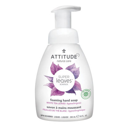 Picture of ATTITUDE Foaming Hand Soap, EWG Verified, Plant and Mineral-Based Ingredients, Vegan and Cruelty-free Personal Care Products, White Tea Leaves, 10 Fl Oz