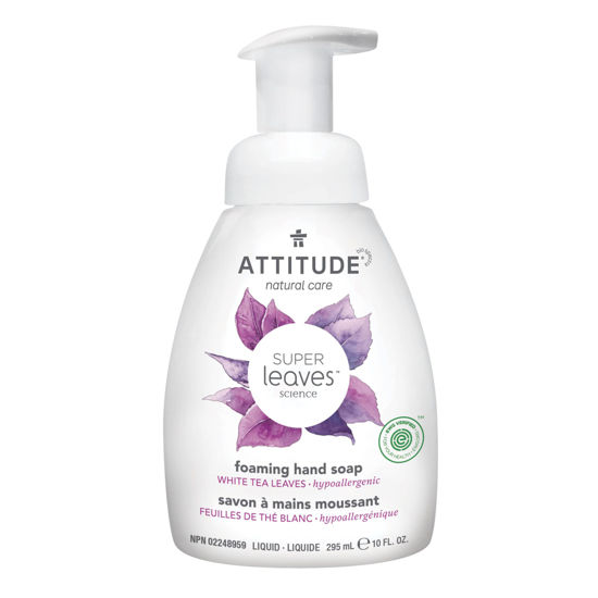 Picture of ATTITUDE Foaming Hand Soap, EWG Verified, Plant and Mineral-Based Ingredients, Vegan and Cruelty-free Personal Care Products, White Tea Leaves, 10 Fl Oz