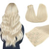 Picture of DOORES Clip in Hair Extensions Human Hair, Platinum Blonde Virgin Human Hair Clip in Extensions, Invisible Edge Clip in, 130g 7pcs 18 Inch Silky Straight Human Hair Extensions for Women