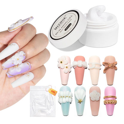 Picture of MIZHSE Solid Builder Gel, Non-Sticky White Sculpting Gel Hard Gel for Nails, 3D Nail Gel Building Gel Carving Gel Modeling Nail Extension Soak Off UV/LED Nail Art Salon Home DIY 15g (0.5 fl oz)