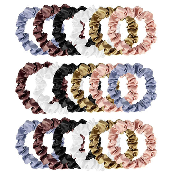 Picture of 18 Pieces Silk Hair Scrunchies Silk Hair Tie Elastic Ponytail Holders for Women Girls Hair Accessories (004)