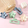 Picture of 6 Pack 4.1 Inche Large Rectangle Hair Claw Clips Matte Flower Hair Clips, for Women Thin Thick Curly Hair, Cute colorful hair clips