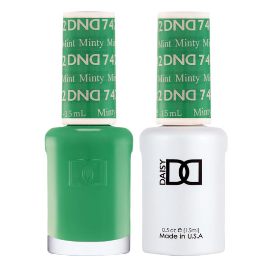 Picture of DND Gel Polish Set, Green Collection, UV/LED Gel Polish and Air Dry Nail Lacquer, Matching Chip-Free Polish Duo, 742 Minty Mint, 0.5 Fl Oz