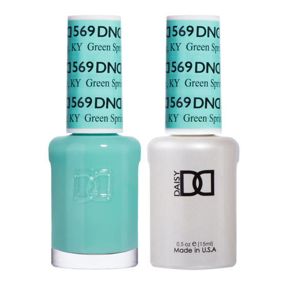 Picture of DND Gel Polish Set, Green Collection, UV/LED Gel Polish and Air Dry Nail Lacquer, Matching Chip-Free Polish Duo, 569 Green Spring, 0.5 Fl Oz