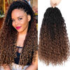 Picture of Col Bling Goddess Locs Crochet Hair 18 Inch 8 Packs Ombre Faux Locs Crochet Hair for Women Pre Looped Crochet Boho Goddess Faux Locs Crotchet Hair with Curly Ends #1B/4/30
