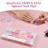 Picture of Clear No C Curve Nail Tips for Acrylic Nails Professional, 240Pcs 3XL Extra Long Tapered Square Straight Acrylic Nail Tips, Half Cover French Nail Extension False Nails for Manicure Nail Art 12 Sizes