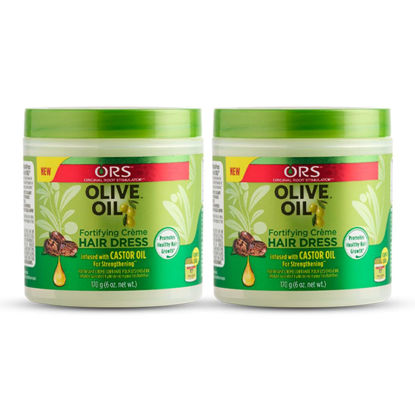 Picture of ORS Olive Oil Fortifying Cream Hair Dress Infused with Castor Oil for Strengthening 6 Ounce (Pack of 2)
