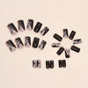 Picture of 24Pcs Liquor Red Press on Nails Medium RTKHFZE Square False Nails with Glitter Line Designs Fake Nails Medium Length Full Cover Acrylic Nails Stick on Nails for Women Nail Decorations